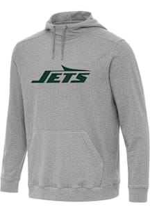 Antigua New York Jets Mens Grey Full Front Cloud Long Sleeve Hoodie