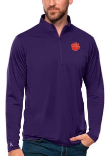 Antigua Clemson Tigers Mens Purple Tribute Long Sleeve 1/4 Zip Pullover