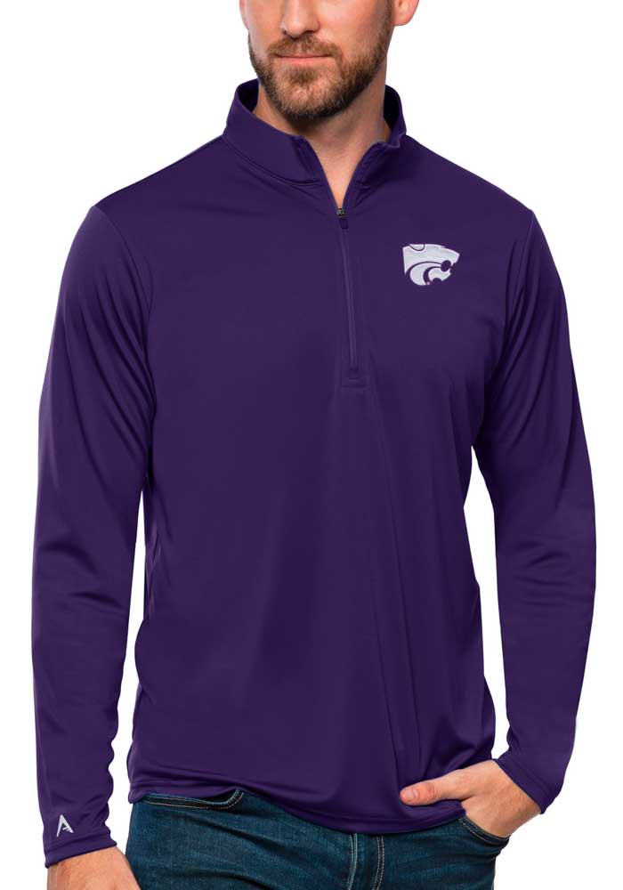 Antigua K-State Wildcats Mens Purple Tribute Long Sleeve 1/4 Zip Pullover