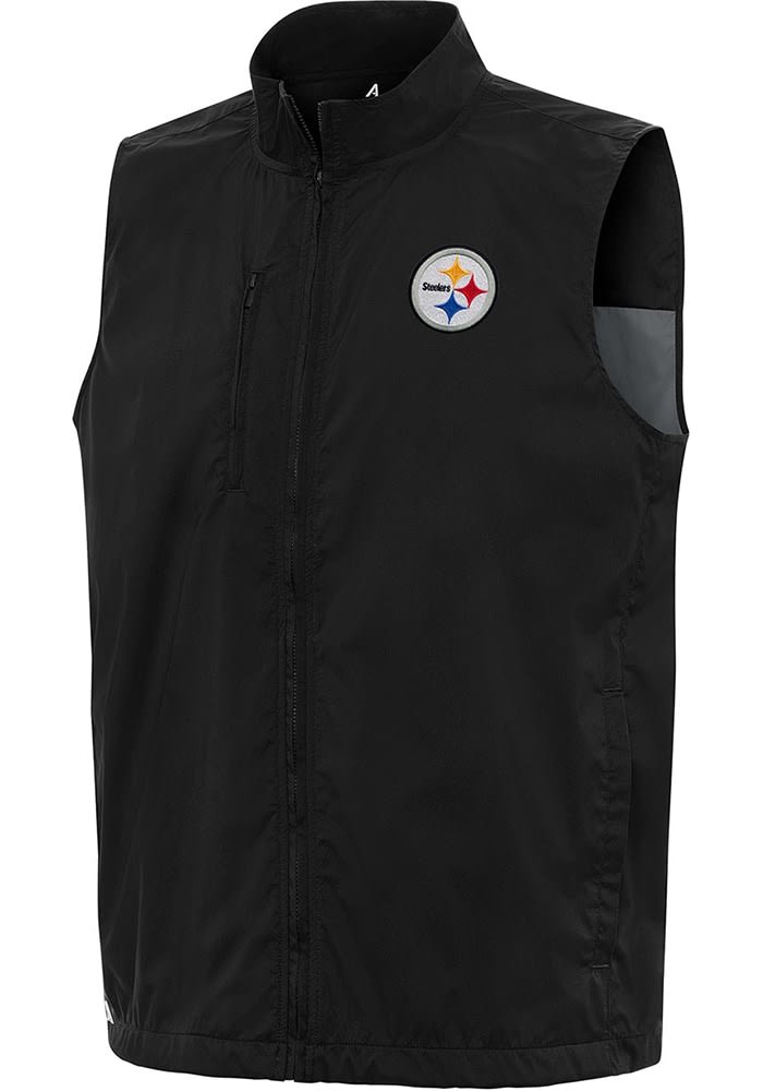 Antigua Pittsburgh Steelers Mens BLACK Brisk Vest - 133096953