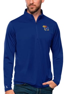 Antigua Kansas Jayhawks Mens Blue Tribute Long Sleeve 1/4 Zip Pullover