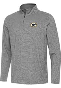 Antigua Green Bay Packers Mens Black Twine Long Sleeve Qtr Zip Pullover