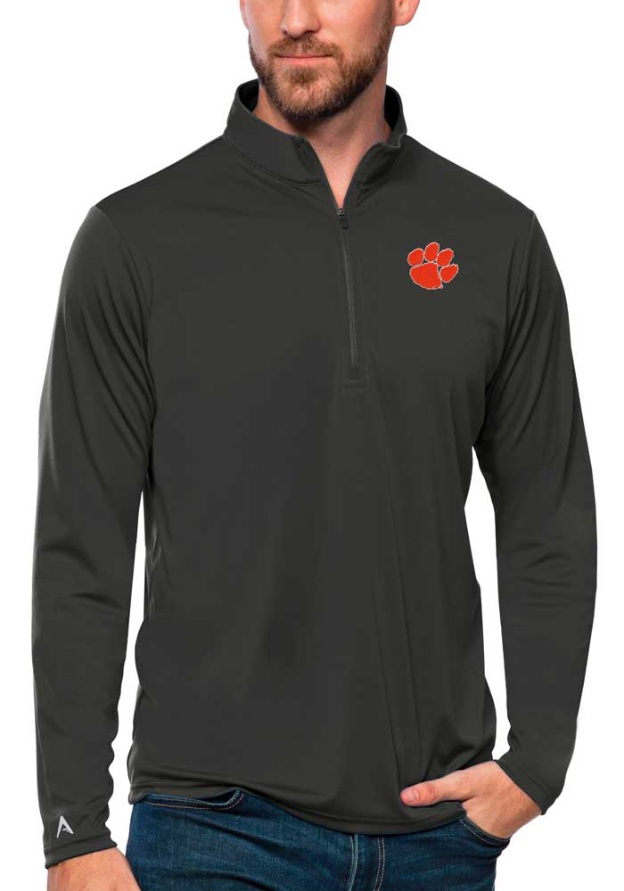 Antigua Clemson Tigers Mens Grey Tribute Pullover Jackets