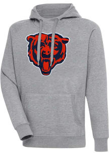 Antigua Chicago Bears Mens Grey Full Front Alternate Victory Big and Tall Hooded Sweatshirt