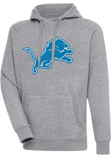 Antigua Detroit Lions Mens Grey Full Front Victory Big and Tall Hooded Sweatshirt