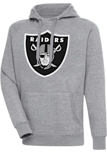 Antigua Las Vegas Raiders Mens Grey Full Front Victory Big and Tall Hooded Sweatshirt