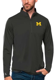 Antigua Michigan Wolverines Mens Grey Tribute Long Sleeve 1/4 Zip Pullover