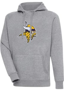 Antigua Minnesota Vikings Mens Grey Full Front Victory Big and Tall Hooded Sweatshirt