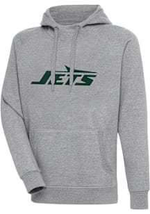 Antigua New York Jets Mens Grey Full Front Victory Big and Tall Hooded Sweatshirt