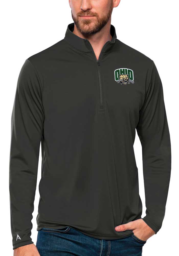 Antigua Ohio Bobcats Mens Tribute Long Sleeve Qtr Zip Pullover