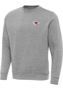 Antigua Kansas City Chiefs Mens Grey Victory Big and Tall Crew Sweatshirt