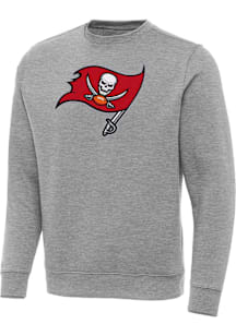Antigua Tampa Bay Buccaneers Mens Grey Full Front Victory Big and Tall Crew Sweatshirt