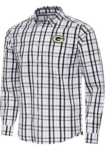 Antigua Green Bay Packers Mens Black Tending Long Sleeve Dress Shirt