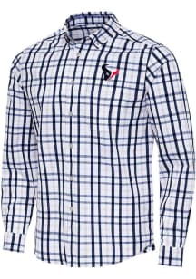 Antigua Houston Texans Mens Navy Blue Tending Long Sleeve Dress Shirt