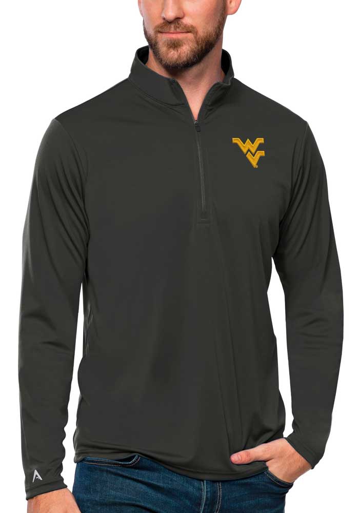 Antigua West Virginia Mountaineers Mens Grey Tribute Pullover Jackets