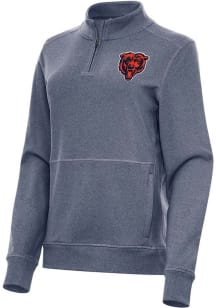 Antigua Chicago Bears Womens Navy Blue Alternate Crush Qtr Zip