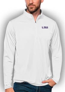 Antigua LSU Tigers Mens White Tribute Long Sleeve 1/4 Zip Pullover