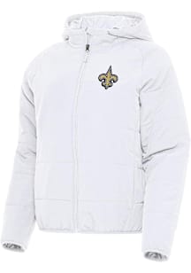 Antigua New Orleans Saints Womens White Universe Filled Jacket