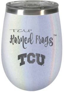 TCU Horned Frogs 10oz Opal Stemless Wine Stainless Steel Stemless - White