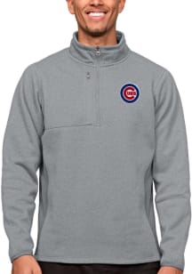 Antigua Chicago Cubs Mens Grey Course Long Sleeve 1/4 Zip Pullover