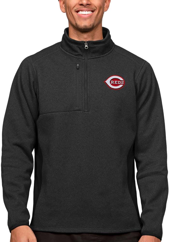 Antigua Cincinnati Reds Course Pullover - Black