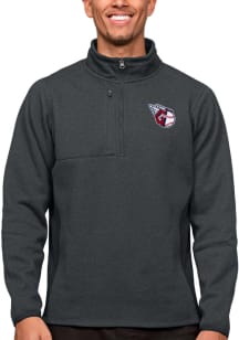 Antigua Cleveland Guardians Mens Charcoal Course Long Sleeve 1/4 Zip Pullover