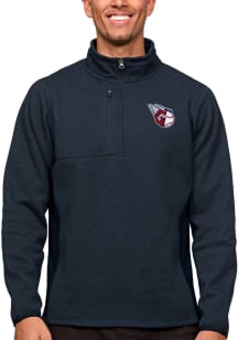 Antigua Cleveland Guardians Mens Navy Blue Course Long Sleeve 1/4 Zip Pullover