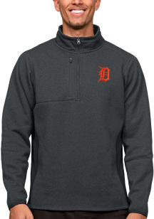 Antigua Detroit Tigers Mens Charcoal Course Long Sleeve 1/4 Zip Pullover