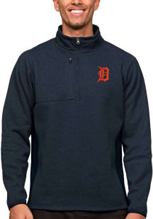 Antigua Detroit Tigers Mens Navy Blue Course Long Sleeve 1/4 Zip Pullover