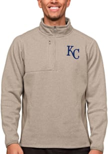 Antigua Kansas City Royals Mens Oatmeal Course Long Sleeve 1/4 Zip Pullover