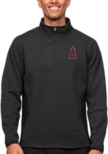 Antigua Los Angeles Angels Mens Black Course Long Sleeve 1/4 Zip Pullover