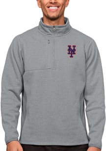 Antigua New York Mets Mens Grey Course Long Sleeve 1/4 Zip Pullover