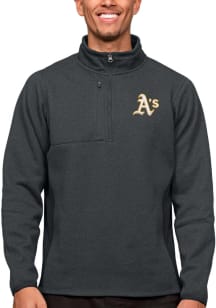 Antigua Oakland Athletics Mens Charcoal Course Long Sleeve 1/4 Zip Pullover