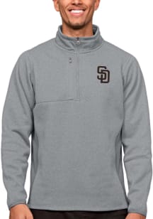 Antigua San Diego Padres Mens Grey Course Long Sleeve 1/4 Zip Pullover