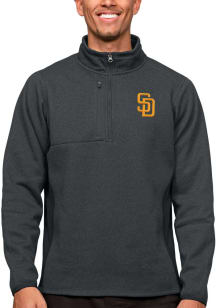 Antigua San Diego Padres Mens Charcoal Course Long Sleeve 1/4 Zip Pullover