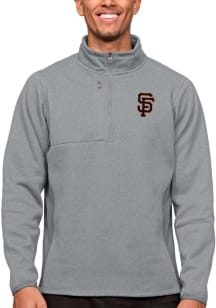 Antigua San Francisco Giants Mens Grey Course Long Sleeve 1/4 Zip Pullover
