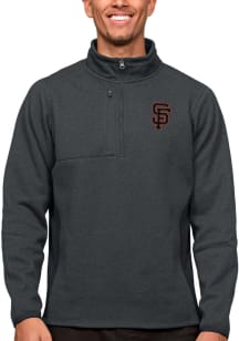 Antigua San Francisco Giants Mens Charcoal Course Long Sleeve 1/4 Zip Pullover