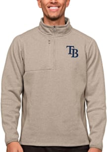 Antigua Tampa Bay Rays Mens Oatmeal Course Long Sleeve 1/4 Zip Pullover