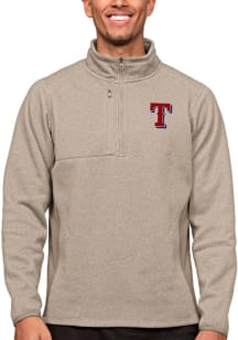 Antigua Texas Rangers Mens Oatmeal Course Long Sleeve 1/4 Zip Pullover