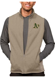 Antigua Oakland Athletics Mens Oatmeal Course Sleeveless Jacket