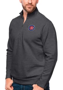 Antigua Chicago Cubs Mens Charcoal Gambit Long Sleeve 1/4 Zip Pullover