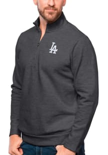 Antigua Los Angeles Dodgers Mens Charcoal Gambit Long Sleeve 1/4 Zip Pullover