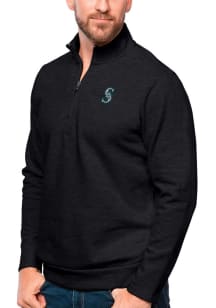 Antigua Seattle Mariners Mens Black Gambit Long Sleeve 1/4 Zip Pullover