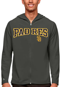 Antigua San Diego Padres Mens Grey Legacy Long Sleeve Full Zip Jacket