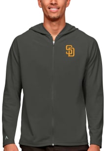 Antigua San Diego Padres Mens Grey Legacy Long Sleeve Full Zip Jacket