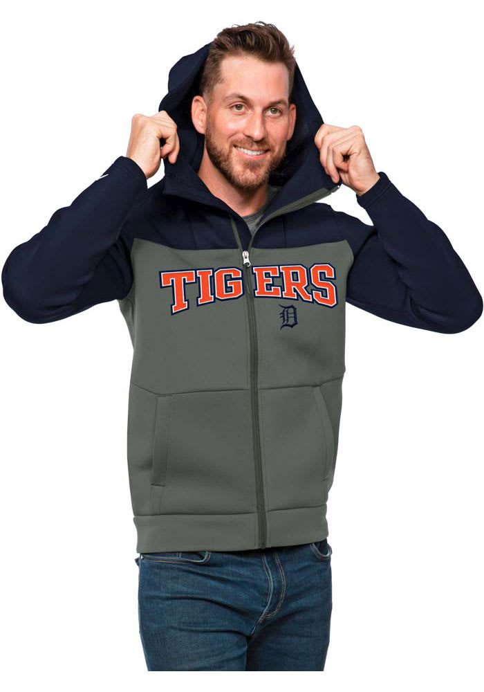 Antigua Detroit Tigers Mens Navy Blue Victory Long Sleeve Full Zip Jacket