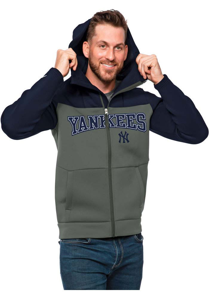Antigua New York Yankees Mens Navy Blue Protect Long Sleeve Full Zip Jacket