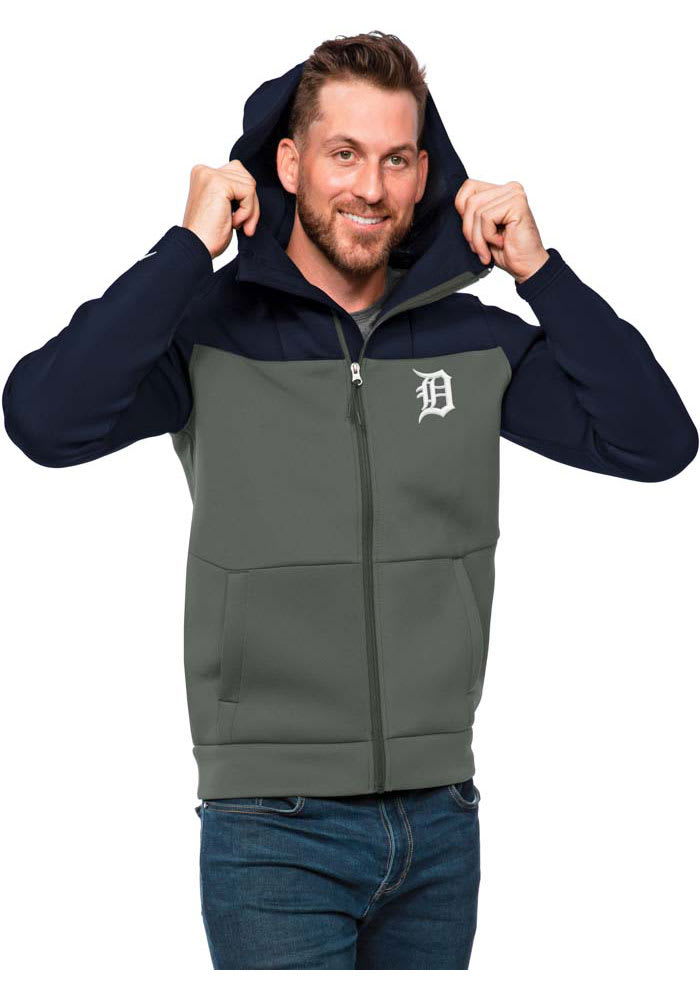 Antigua Detroit Tigers Mens Navy Blue Victory Long Sleeve Full Zip