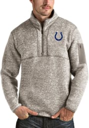 Antigua Indianapolis Colts Mens Oatmeal Fortune Long Sleeve 1/4 Zip Fashion Pullover