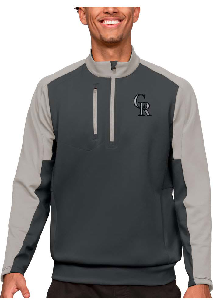 Antigua Colorado Rockies Mens Grey Team Pullover Jackets